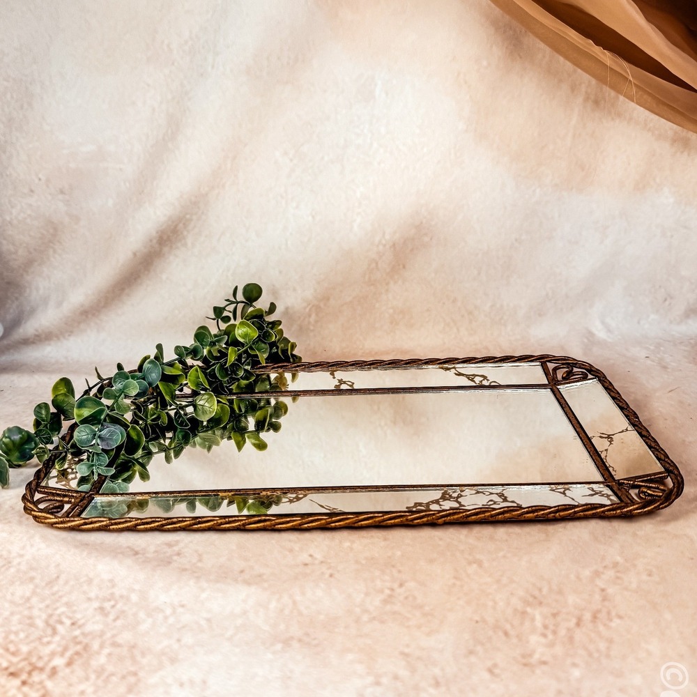 Gilded Twisted Metal Mirror Tray - Picture 2 of 9